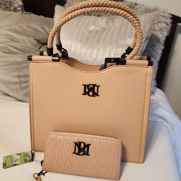 Badgley Mischka Blush Satchel, Top Braided handle, wallet, detachable strap, NWT - Picture 3 of 15
